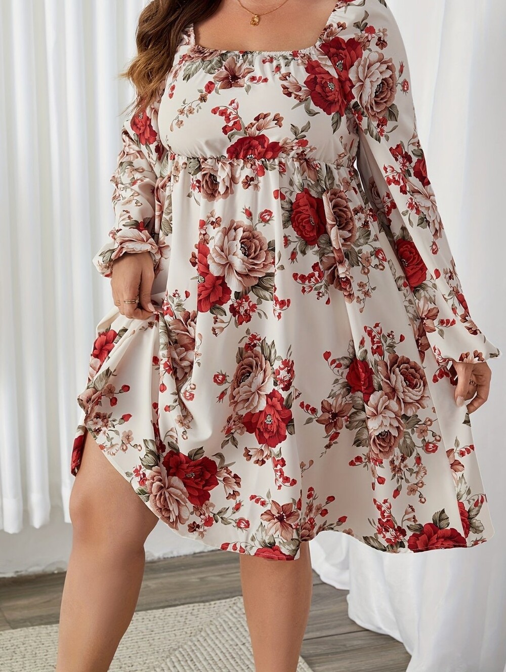 Plus Size Floral Knee Length Dress NWT